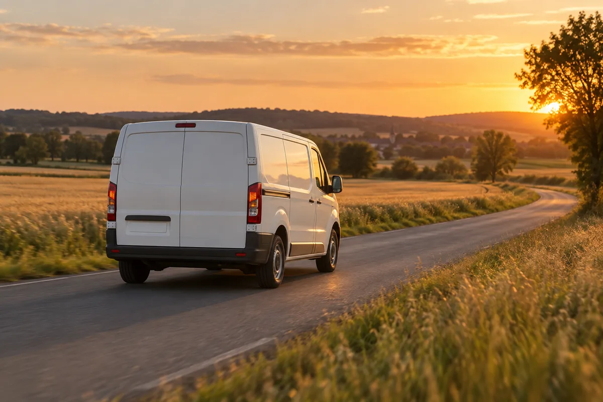 Fourgon d&rsquo;entreprise sur la route après sa mise en service