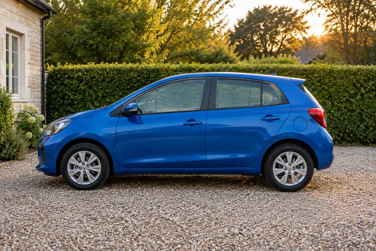 Voiture d&rsquo;occasion garée dans une allée avant sa vente
